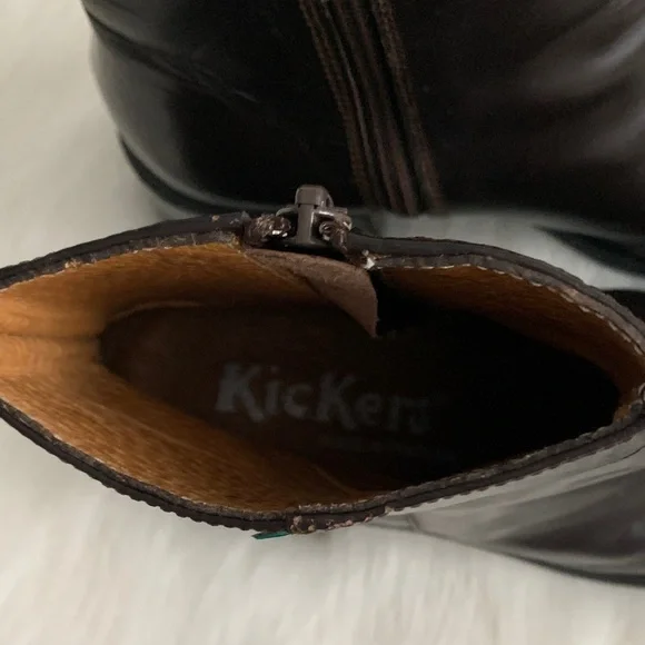 Kickers Rich Brown Leather Heeled Boots - Picture 6 of 7